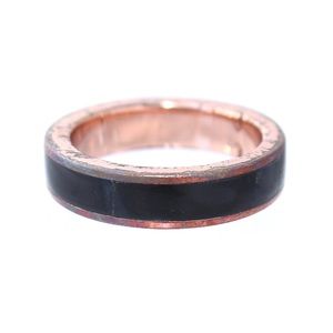 Pamela Love Black Onyx Inlay Ring Size 7 Rose Gold Plated Wide Eternity Band